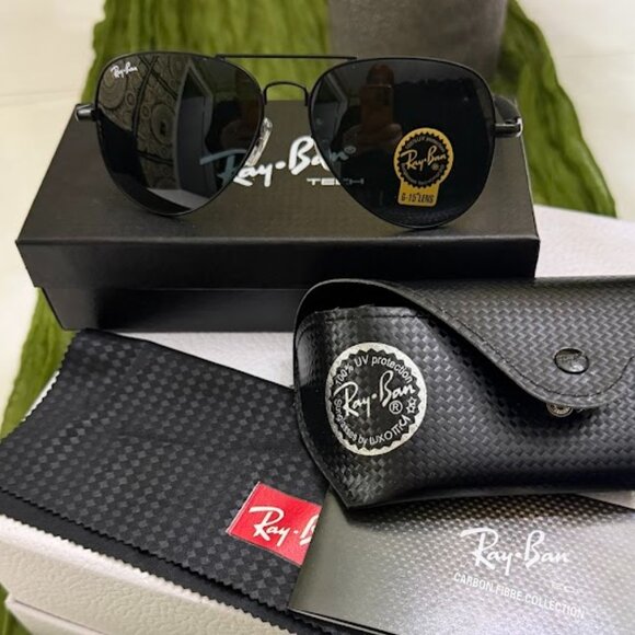 Ray-Ban RB3517 Black Aviator Sunglasses G-15 Lenses Italy Full Set Unisex main image 8